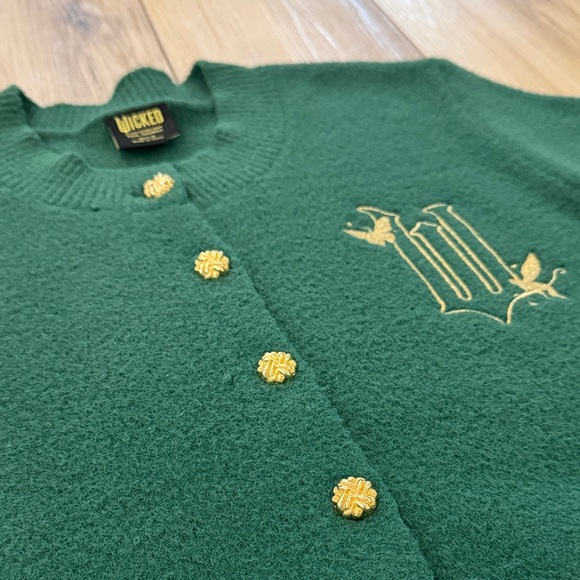 Wicked by Paul Tazewell Emerald Green Gold Button Embroidered Cardigan Small - Picture 9 of 15